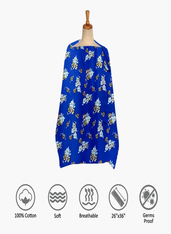 ZIKKU 100% Cotton Nursing Cover for Breastfeeding, Soft & Breathable, Feeding Apron/Cover for Nursing Mom, Lightweight & Comfortable Maternity Breastfeeding Cover with Mobile Pocket (Dark Blue Design) - Image 4