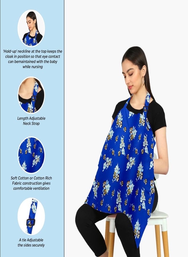 ZIKKU 100% Cotton Nursing Cover for Breastfeeding, Soft & Breathable, Feeding Apron/Cover for Nursing Mom, Lightweight & Comfortable Maternity Breastfeeding Cover with Mobile Pocket (Dark Blue Design) - Image 2
