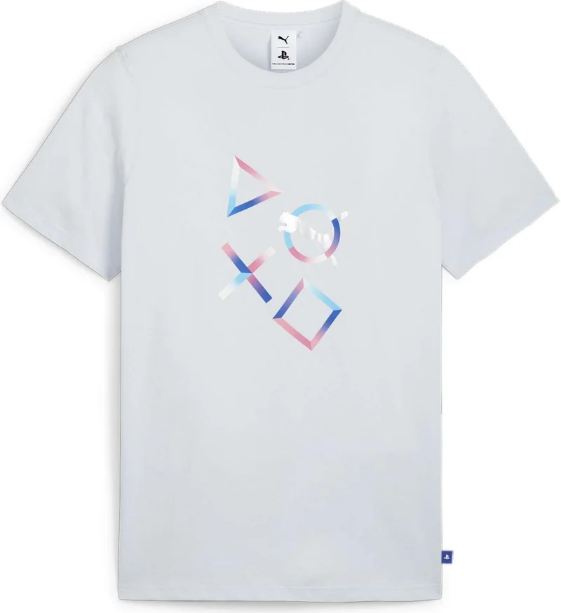 بوما Men's Silver Mist x Playstation Graphic Tee Light Gray Men's T-Shirt