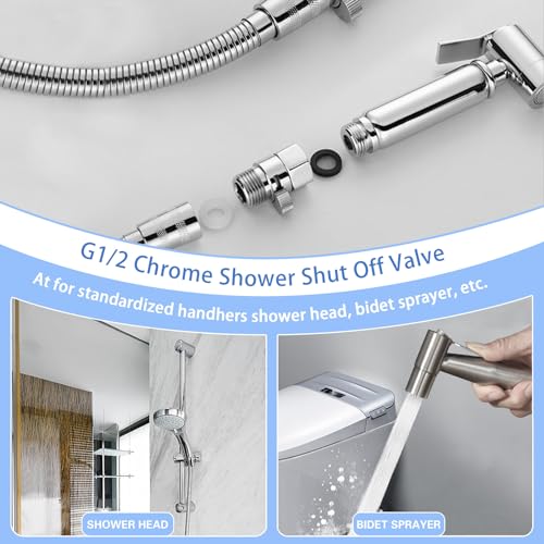 Worldwhere Shower Flow Control Valve, Brass Shut Off Valve for Hand Shower or Fixed Shower Head, G1/2" Shower Pressure Regulator Brushed Nickel - Image 3