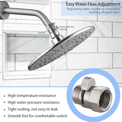 Worldwhere Shower Flow Control Valve, Brass Shut Off Valve for Hand Shower or Fixed Shower Head, G1/2" Shower Pressure Regulator Brushed Nickel - Image 4