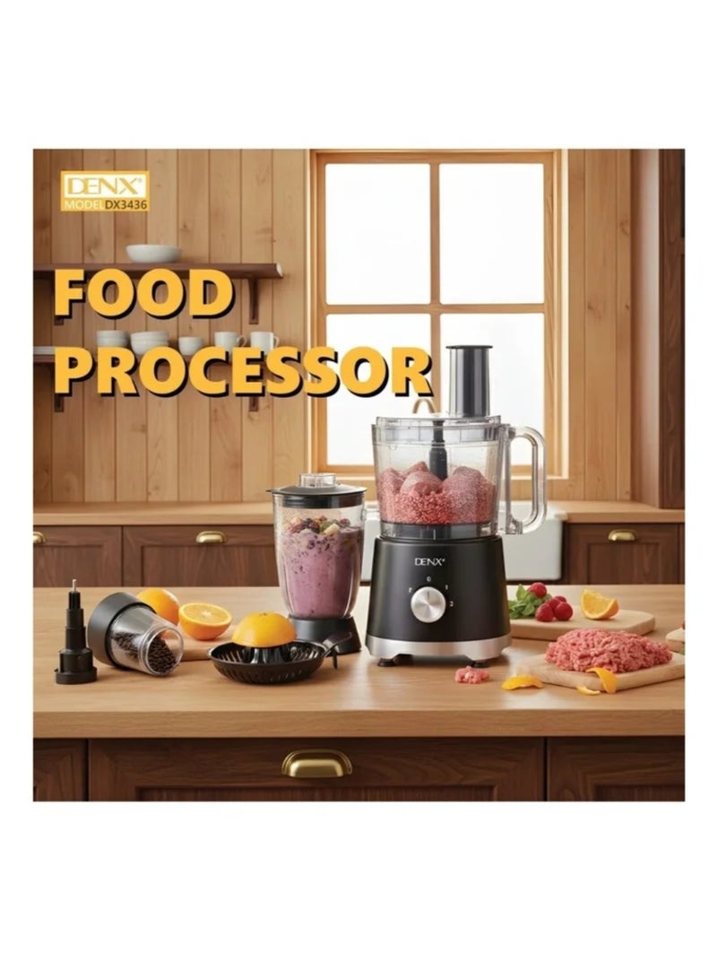 Dinex Multifunctional food processor in black, including blender, grinder and various accessories (11 in 1) - Image 2