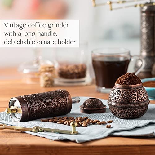 Crystalia Refillable Coffee Grinder, Authentic Manual Mill with Adjustable Grinder, Metal Coffee Mill with Handle, Antique Coffe Grinder with Hand Crank, Adjustable Coarseness - Image 3