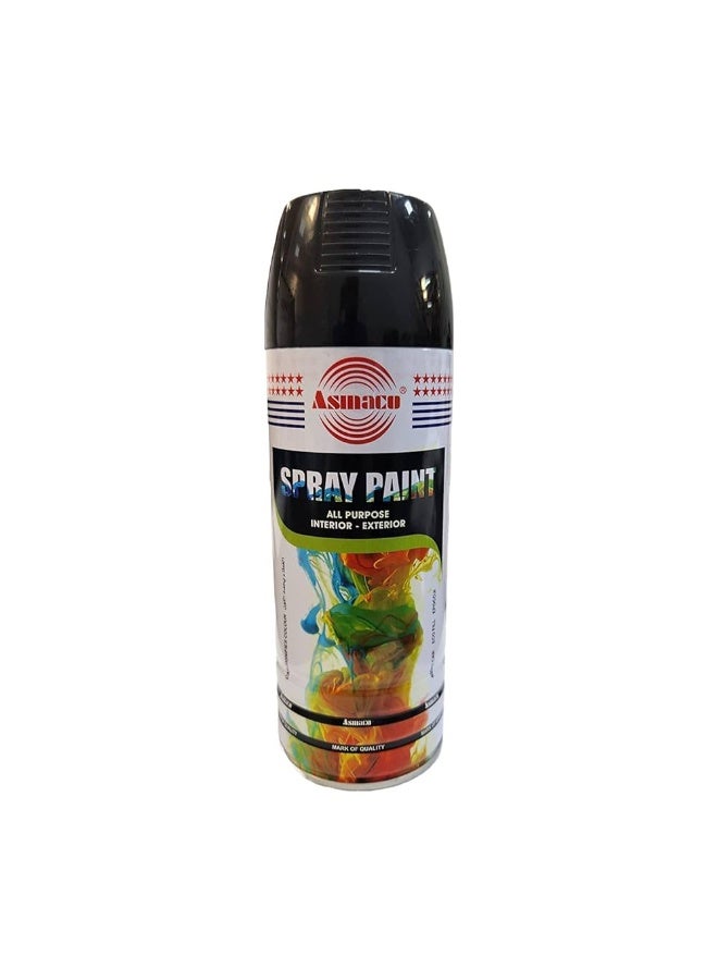 اسماكو ASMACO SPRAY PAINT BLACK (GLOSSY) 400ML (CTN OF 12 PCS)