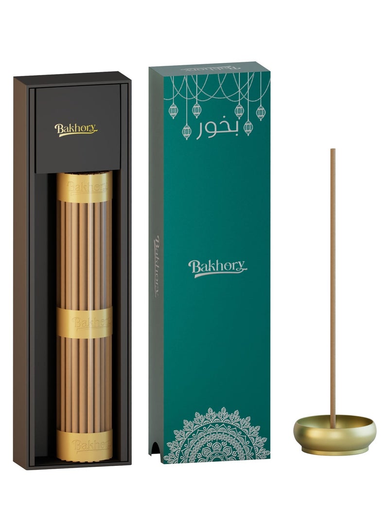 بخورى أعواد بخور العود، سمك 1.44 مم، 275 عود بخور من خشب العود مع مبخرة نحاسية أنيقة، 50 غرام - Image 2