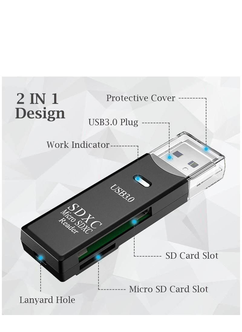 Arabest - USB SD Card Reader for PC, SYOSI, Micro SD Card to USB Adapter, Card Reader for Camera Memory Card Reader, Card Reader for Laptop (2 Pack USB3.0) - Image 1