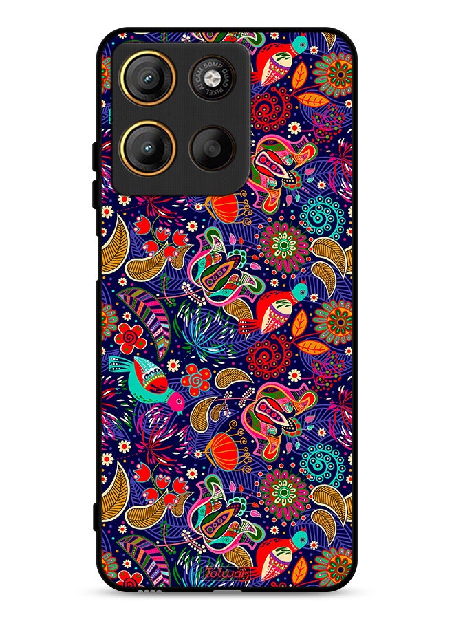 Tolwak Motorola Moto G15 Protective Case Cover Pattern Colorful Birds Leaf Flowers