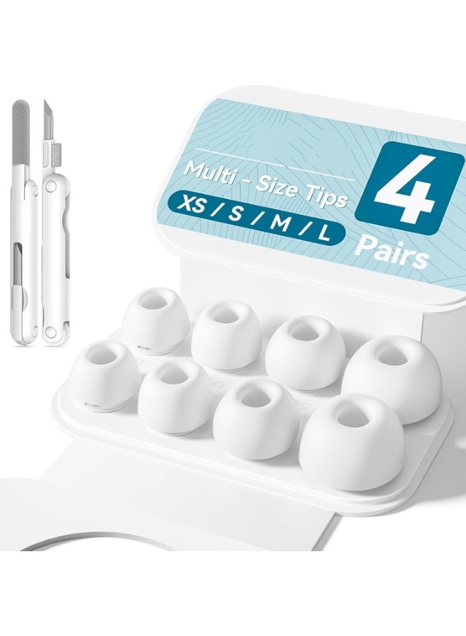 【4 Pairs】 Replacement Ear Tips for Airpods Pro 1st /2nd (2019/2022/2023) with Built-in dust Guard Screen Silicone Ear Tips - 4 Sizes(XS/S/M/L),White - Image 1