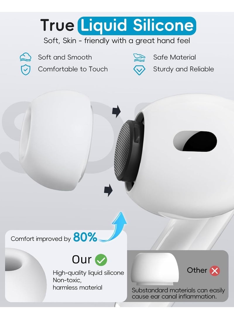 【4 Pairs】 Replacement Ear Tips for Airpods Pro 1st /2nd (2019/2022/2023) with Built-in dust Guard Screen Silicone Ear Tips - 4 Sizes(XS/S/M/L),White - Image 3