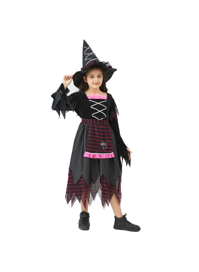 NIBEMINENT Halloween children's magic witch dress, puffy skirt, witch performance dress and dress - Image 1