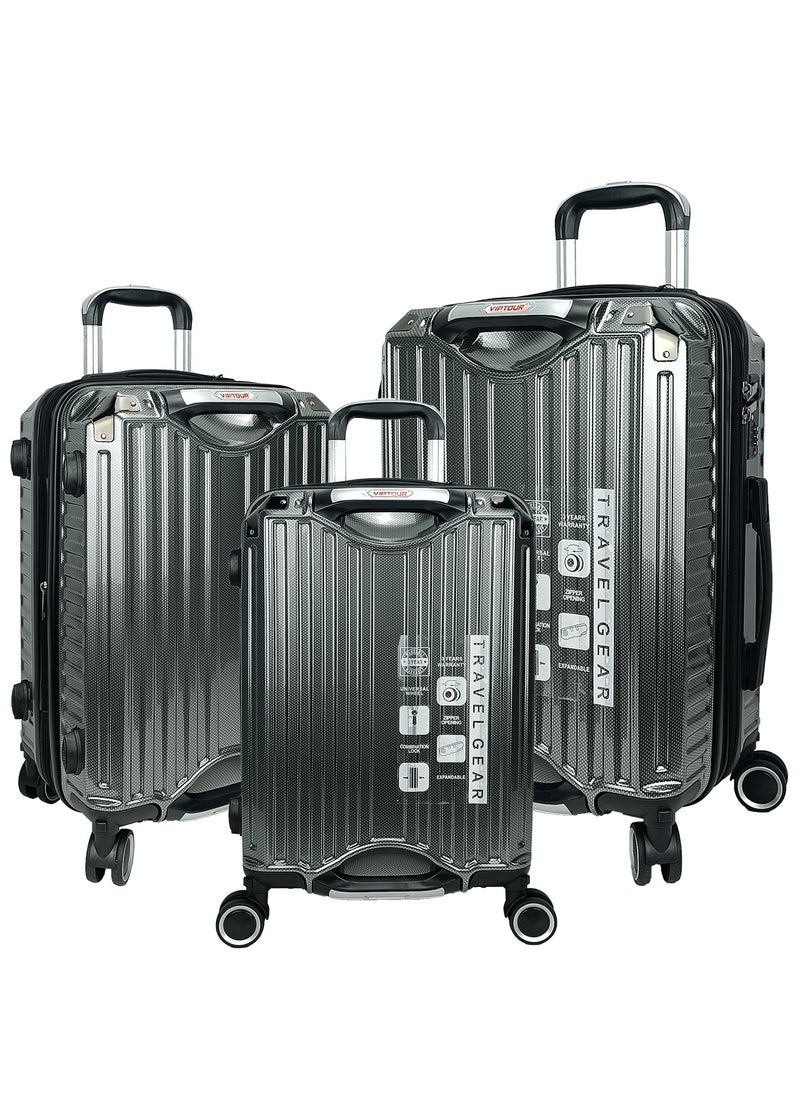 VIPTOUR - Trolley Luggage Set of 3 PCS TPC Hard Side Spinner Wheels with TSA Lock With Cup Holder - Image 1