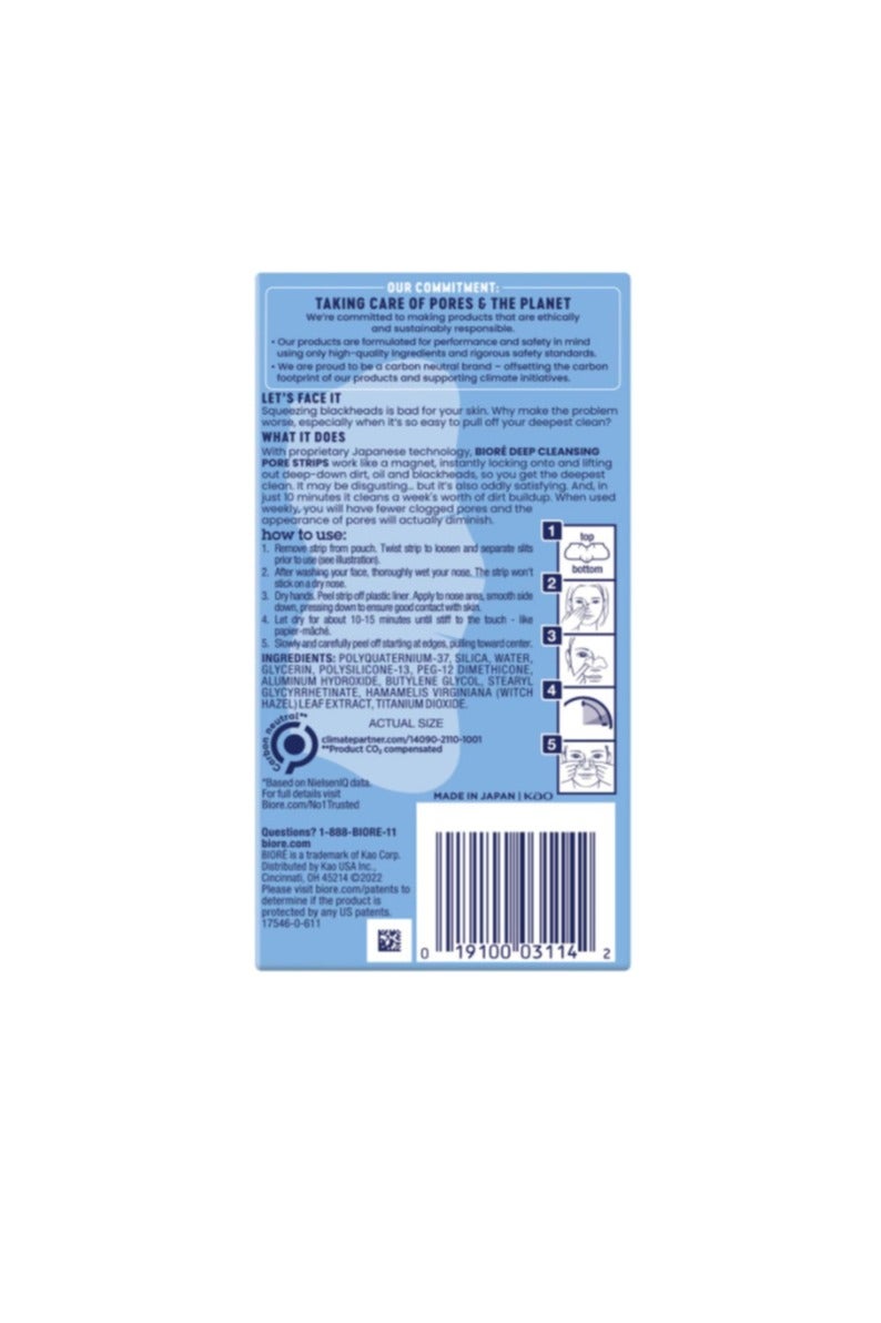 Biore Biore Original Deep Cleansing Pore Strips – Nose Strips for Blackhead Removal, with Instant Pore Unclogging, C-Bond Technology, Oil-Free, Non-Comedogenic, 14 Count, 4-Pack - Image 2