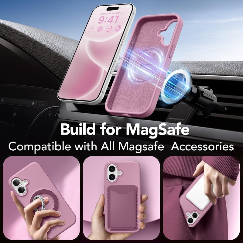 GONEZ Magnetic for iPhone 16 Case, Compatible with MagSafe, [Screen Protector + Camera Lens Protector], Liquid Silicone Shockproof Protective Phone Case for iPhone 16 6.1", Blackcurrant - Image 3