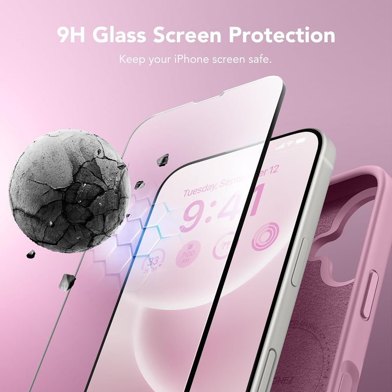 GONEZ Magnetic for iPhone 16 Case, Compatible with MagSafe, [Screen Protector + Camera Lens Protector], Liquid Silicone Shockproof Protective Phone Case for iPhone 16 6.1", Blackcurrant - Image 4