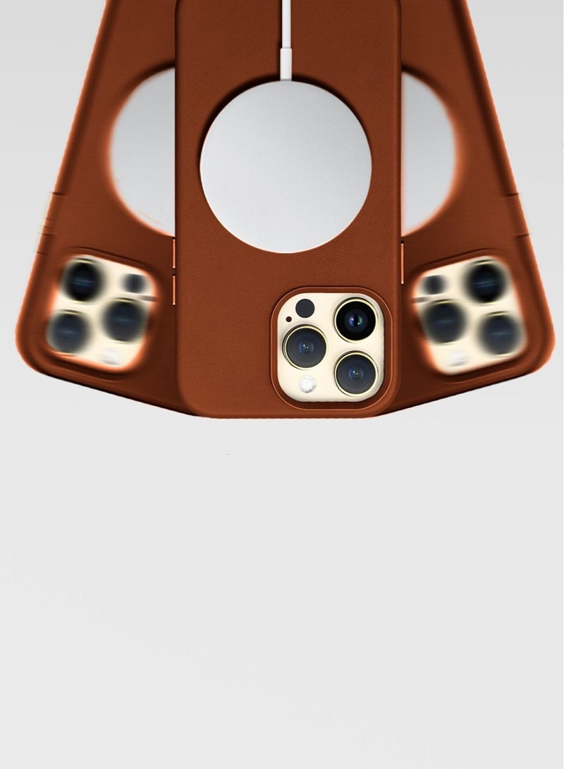 Techie Premium Leather Magsafe Back Case for Apple iPhone 14 Pro Brown - Image 3