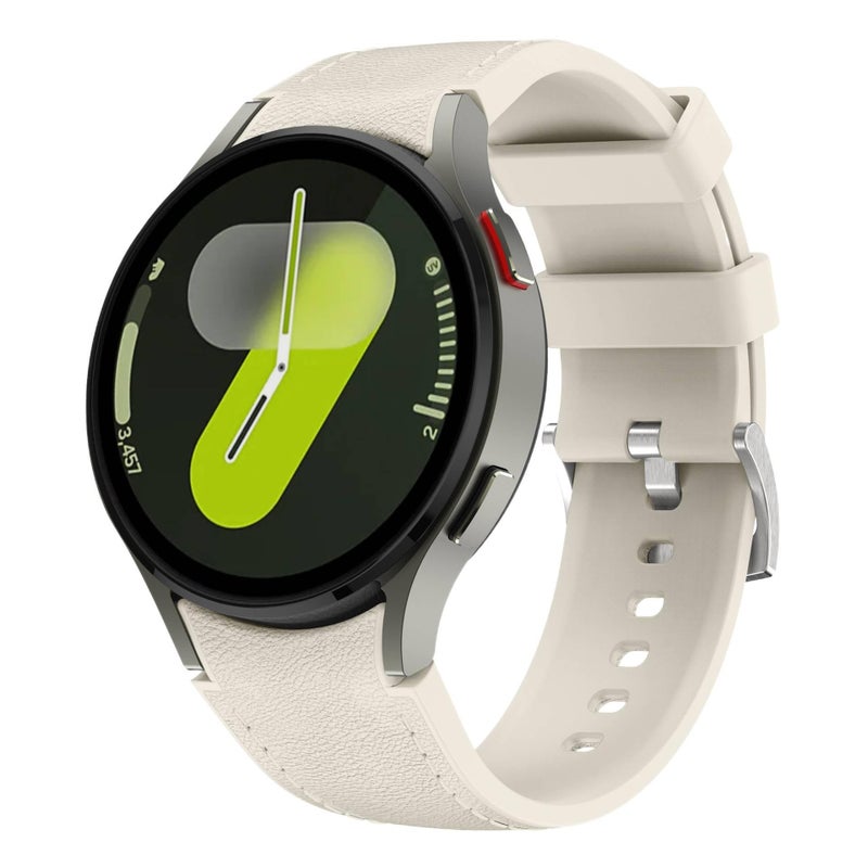 سوار ساعة ذكية رياضي من السيليكون متوافق باللون Starlight قابل للتعديل مع Samsung Galaxy Watch 7 بملاءمة قابلة للتعديل وحزام ناعم للاستبدال اليومي - Image 4