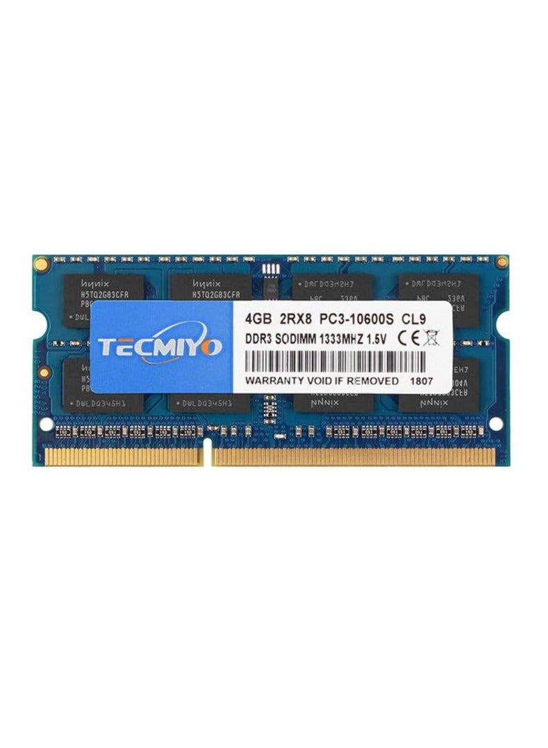 "ذاكرة لاب توب DDR3 بسعة 4GB وتردد 1333MHz – SODIMM، 204-Pin، PC3-10600، أداء عالي" - Image 1