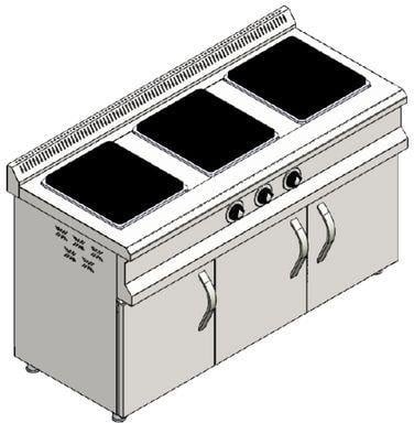 CSA Inox Karacasan Industrial Electric 3-Burner Cupboard Range Cooker  - Image 1