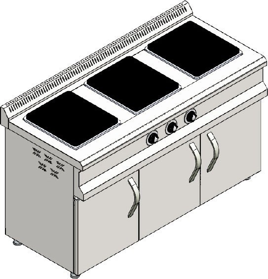 CSA Inox Karacasan Industrial Electric 3-Burner Cupboard Range Cooker  - Image 2