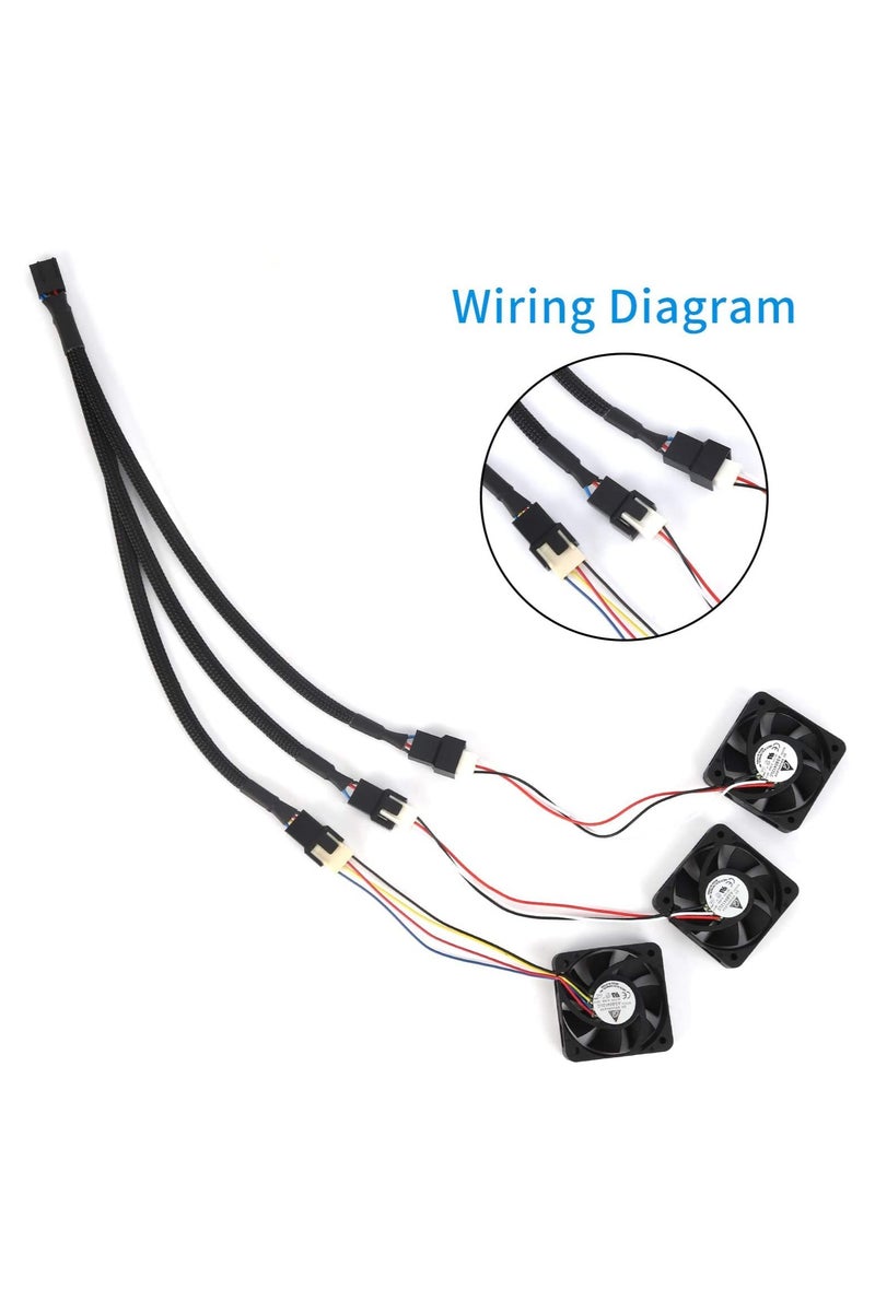 غنافوتو 2 حزمة كابل تقسيم مروحة PWM، مقسم مروحة PWM من 1 إلى 3 متوافق مع مراوح تبريد الكمبيوتر ذات 3 و 4 سنون، 10.63 بوصة، أسود - Image 4