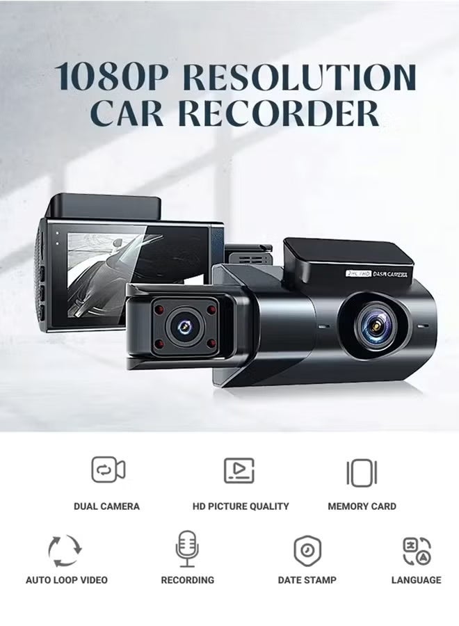 4K three lens driving record，3-inch screen with built-in GPS, WiFi, car DVR, 24-hour parking monitoring, infrared night vision, rear camera，Front, interior, and rear reversing camera,Full screen reverse image,Emergency snapshot,loop recording ﻿ - Image 3