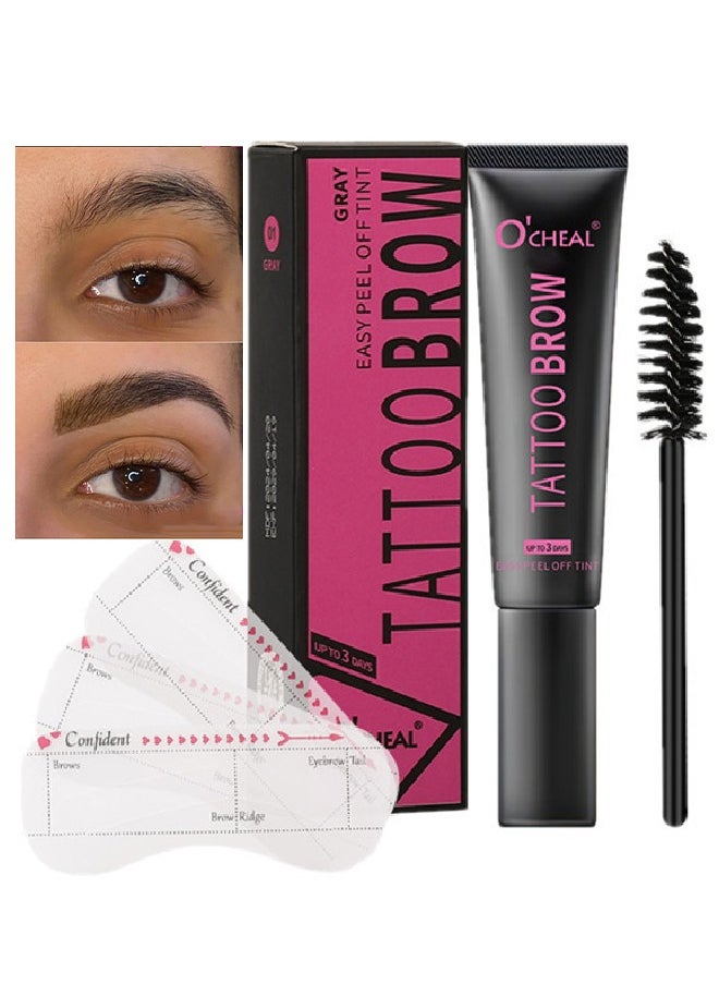 OCHEAL - Tattoo Brow, Waterproof Long Lasting Peel Off Tattoo Eye Brow Gel, Semi Permanent Brow Tint, Last Up to 3 Days, Eyebrow Pencil for Fuller Defined Looking Brows（ BLACK） - Image 1