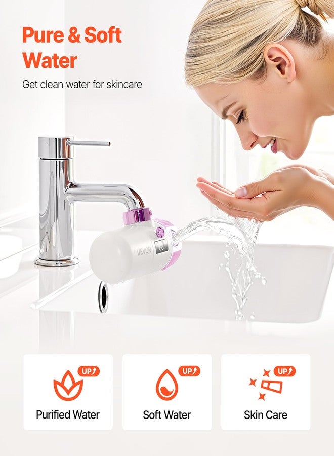 VEVOR Skincare Water Filter, Faucet Mount Water Filters with Micro-Nano Bubble for Skin, Sink Tap Purifier, Removes Chlorine with 1 Filter, for Kitchen and Bathroom Faucets, Pink + Gold - Image 2
