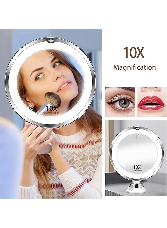 erorex Magnifying Mirror With Light 10X Magnifying 3 Light Modes Makeup Mirror With Suction Cups Intelligent Switch 360 Degree Swivel Joint Portable For Detailed Makeup Close Skincare - Image 2