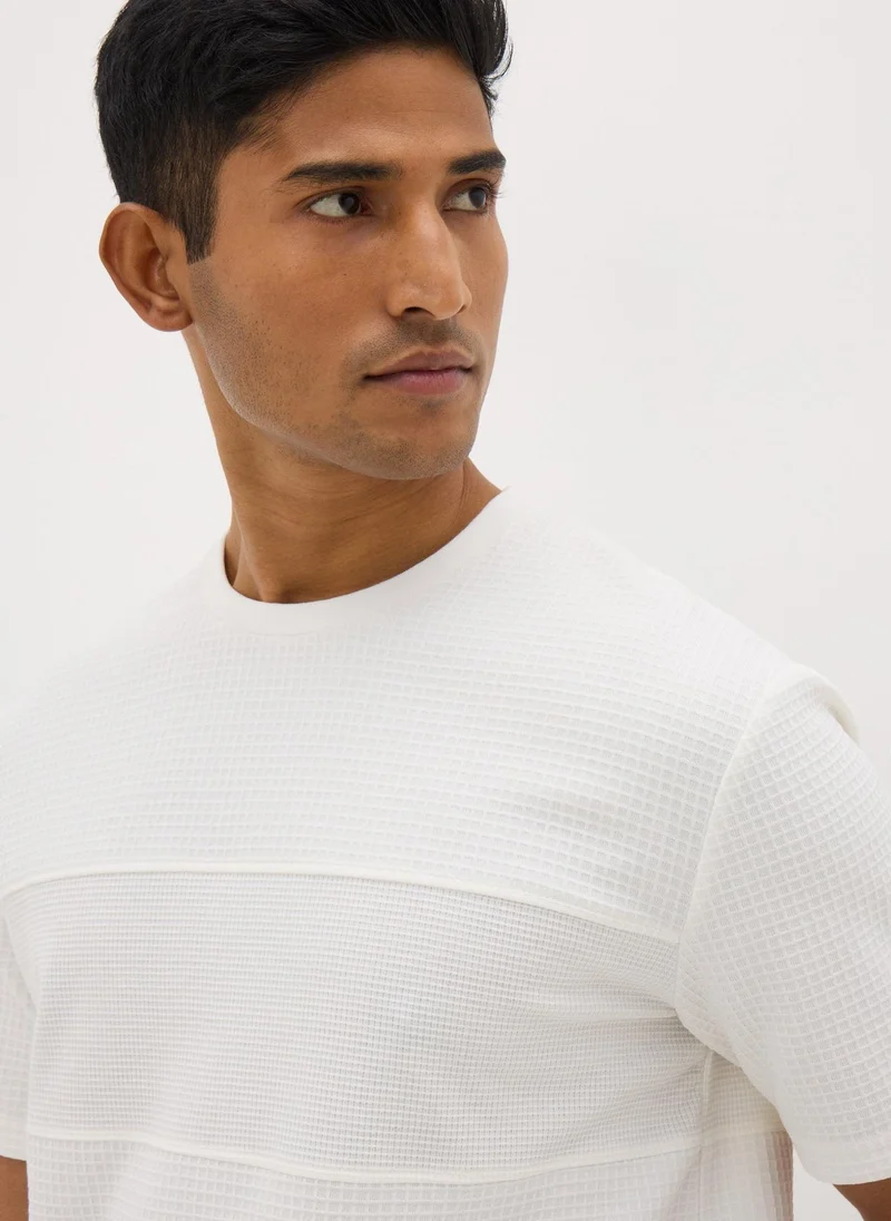 Matalan White Textured Panel T-Shirt