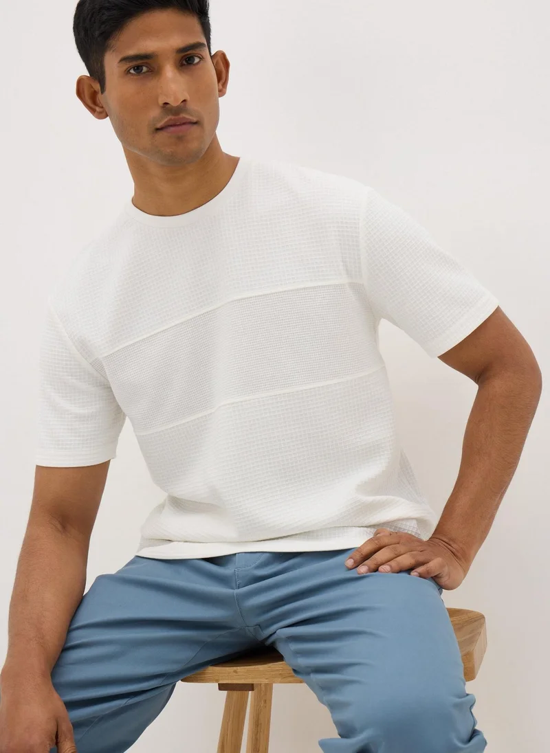 Matalan White Textured Panel T-Shirt