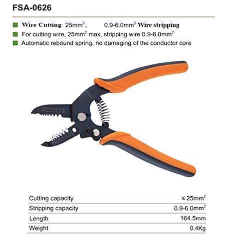 SAK Multifunctional 7 in 1 Wire Stripper Tool Cable Cutter Clamp Multifunction Handle Stripping Pliers Wire Stripper Plier Diameter 0625mm - Image 5