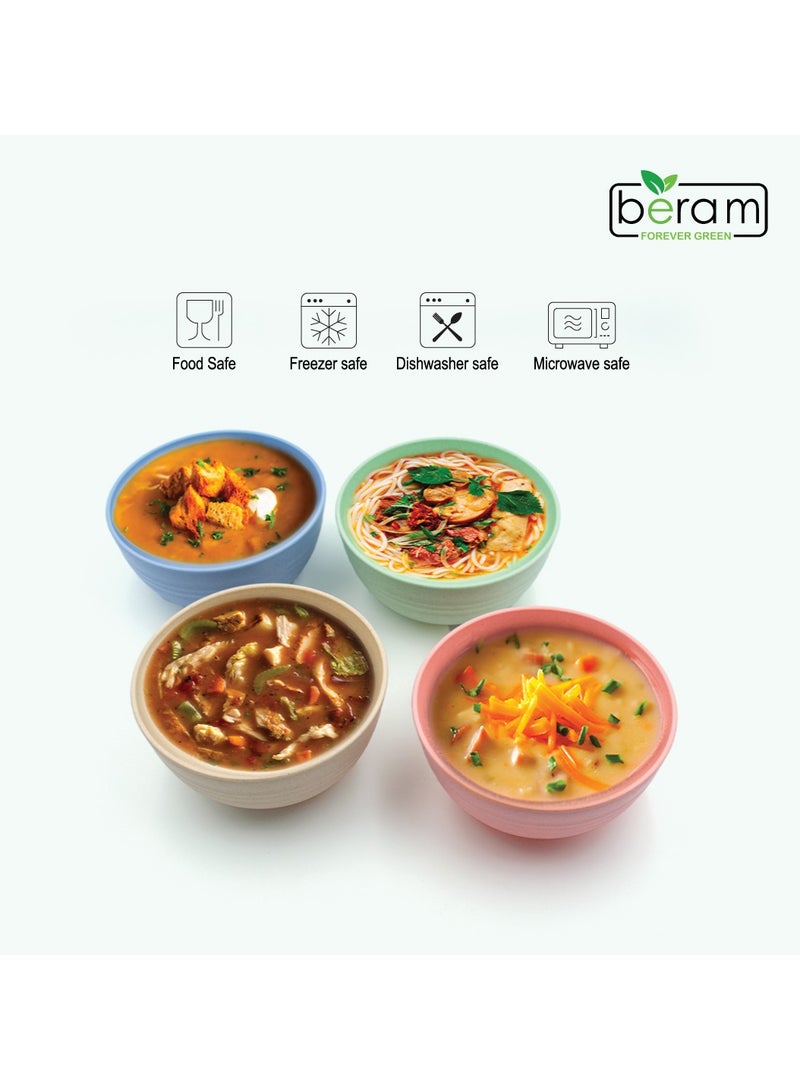 Beram Wheat Straw 15cm Bowls, Set of 4, Salad and Snack Bowls, Biodegradable, Natural & Unbreakable, Eco-Friendly, Lightweight, Microwave & Dishwasher Safe, For Cereal, Ice Cream, Snacks & More - Image 2
