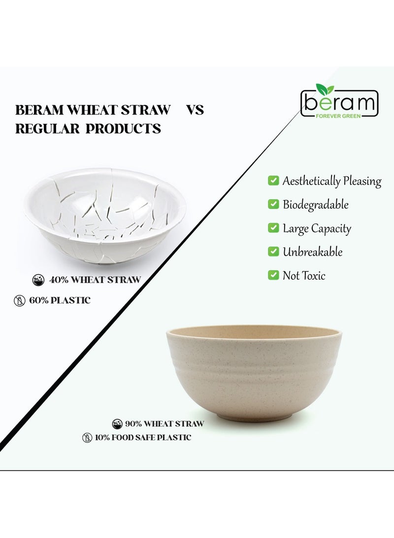 Beram Wheat Straw 15cm Bowls, Set of 4, Salad and Snack Bowls, Biodegradable, Natural & Unbreakable, Eco-Friendly, Lightweight, Microwave & Dishwasher Safe, For Cereal, Ice Cream, Snacks & More - Image 3