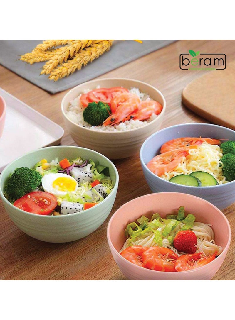 Beram Wheat Straw 15cm Bowls, Set of 4, Salad and Snack Bowls, Biodegradable, Natural & Unbreakable, Eco-Friendly, Lightweight, Microwave & Dishwasher Safe, For Cereal, Ice Cream, Snacks & More - Image 5