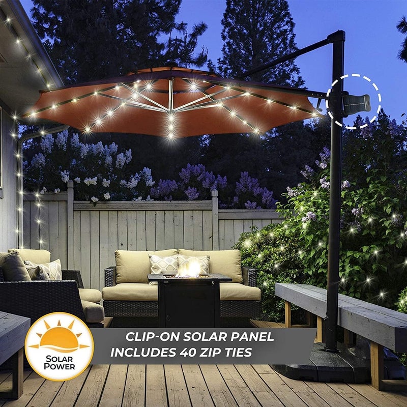 VOOKRY Solar Umbrella Lights Outdoor, Waterproof Solar Powered Patio Umbrella Lights Cordless 8 Modes LED Umbrella Patio Lights for Beach Tent Camping Garden Party Decoration(Warm White) - Image 5