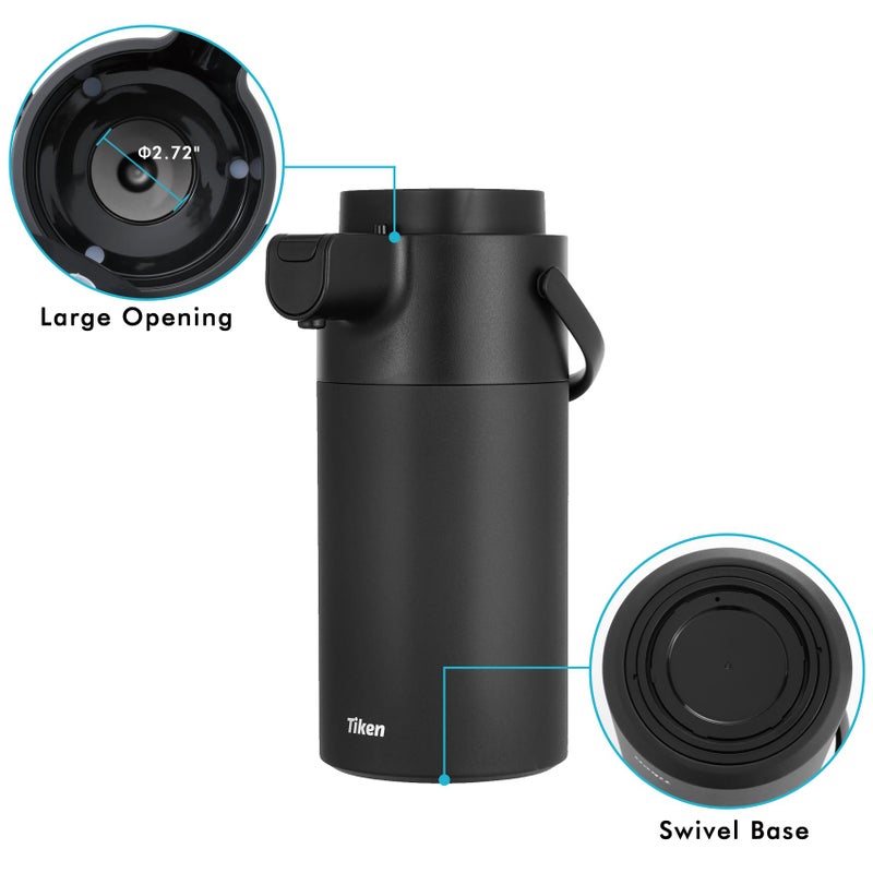 Tiken Airpot Coffee Dispenser with Pump - Coffee Carafes for Keeping Hot - Beverage Dispenser - 135oz/4L Thermal Coffee Carafe for Hot Liquids - Stainless Steel Insulated Coffee Thermos Carafe - Image 3