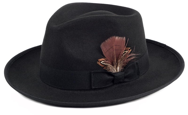 FADACHY Fedora Hats for Men & Women Wide Brim Felt Hat Dress Panama Trilby Hats Black Fedora - Image 1
