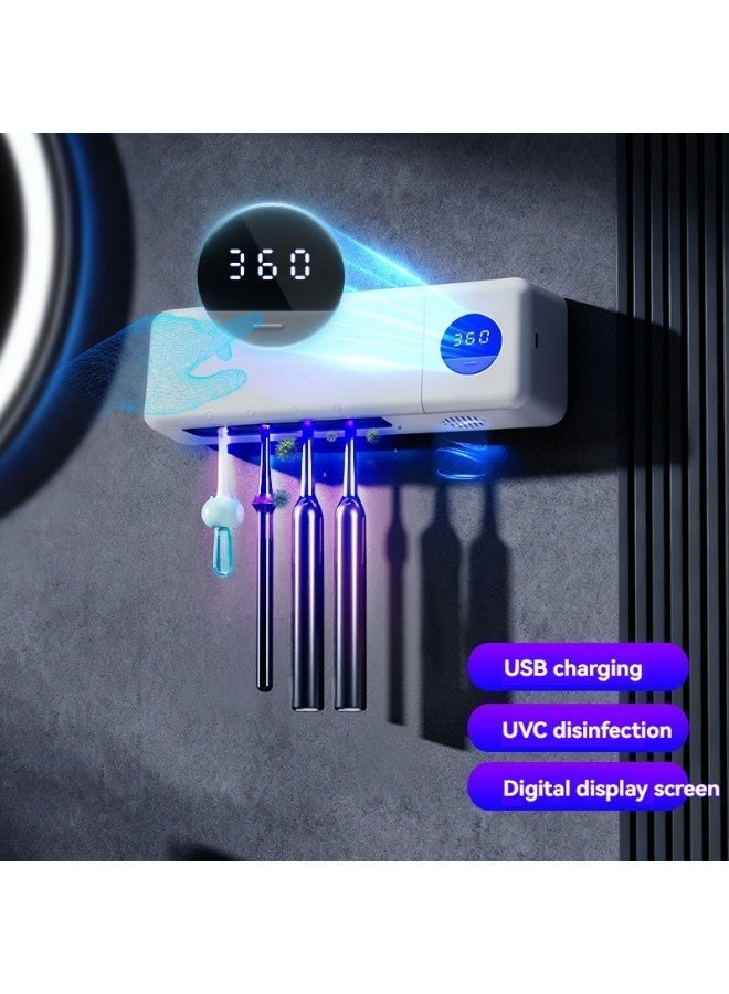 L LULONG Smart UV Toothbrush Sterilizer Holder Rechargeable Wall Mounted Bathroom Toothbrush Cleaner with 4 Slots Timer Drying and Storage Wireless Home Travel - Image 5