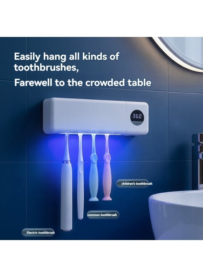 L LULONG Smart UV Toothbrush Sterilizer Holder Rechargeable Wall Mounted Bathroom Toothbrush Cleaner with 4 Slots Timer Drying and Storage Wireless Home Travel - Image 2