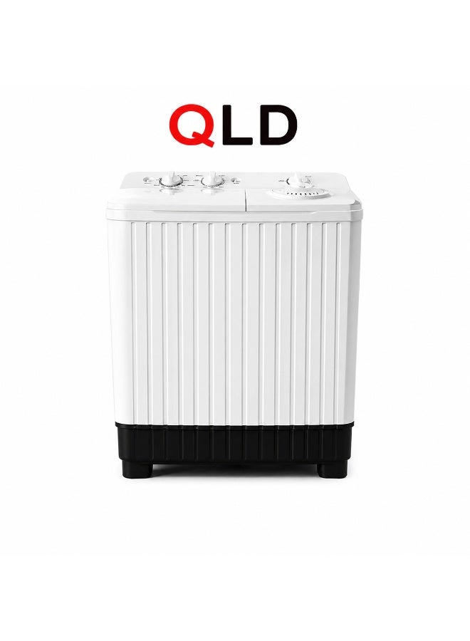 QLD Twin Tub Semi Automatic Washing Machine 10KG Wash Capacity 6KG Spin Capacity Top Load White QLWM-10K-TTW - Image 1