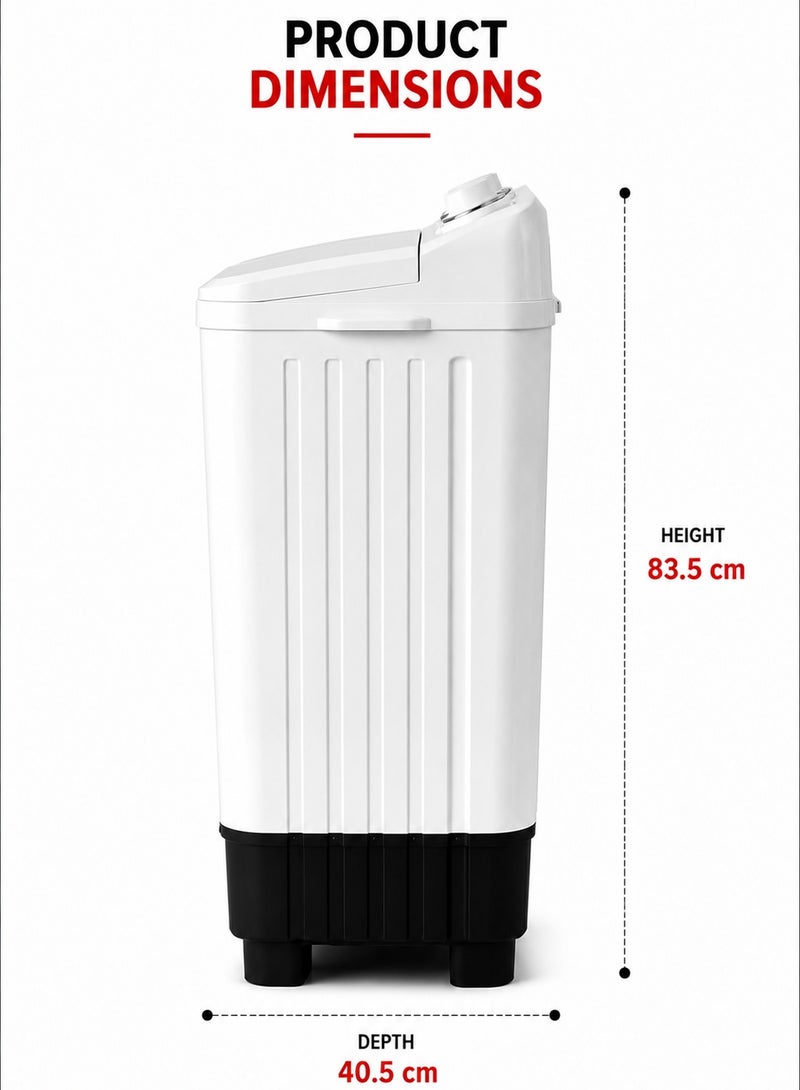 QLD Twin Tub Semi Automatic Washing Machine 10KG Wash Capacity 6KG Spin Capacity Top Load White QLWM-10K-TTW - Image 3