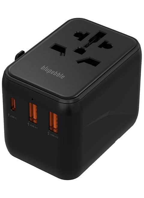 Blupebble Passport 5 World Travel Adapter With Gan Iii Tech 100W + 3 Usb-C + 2 Usb-A Bp-Tvl005-Bk