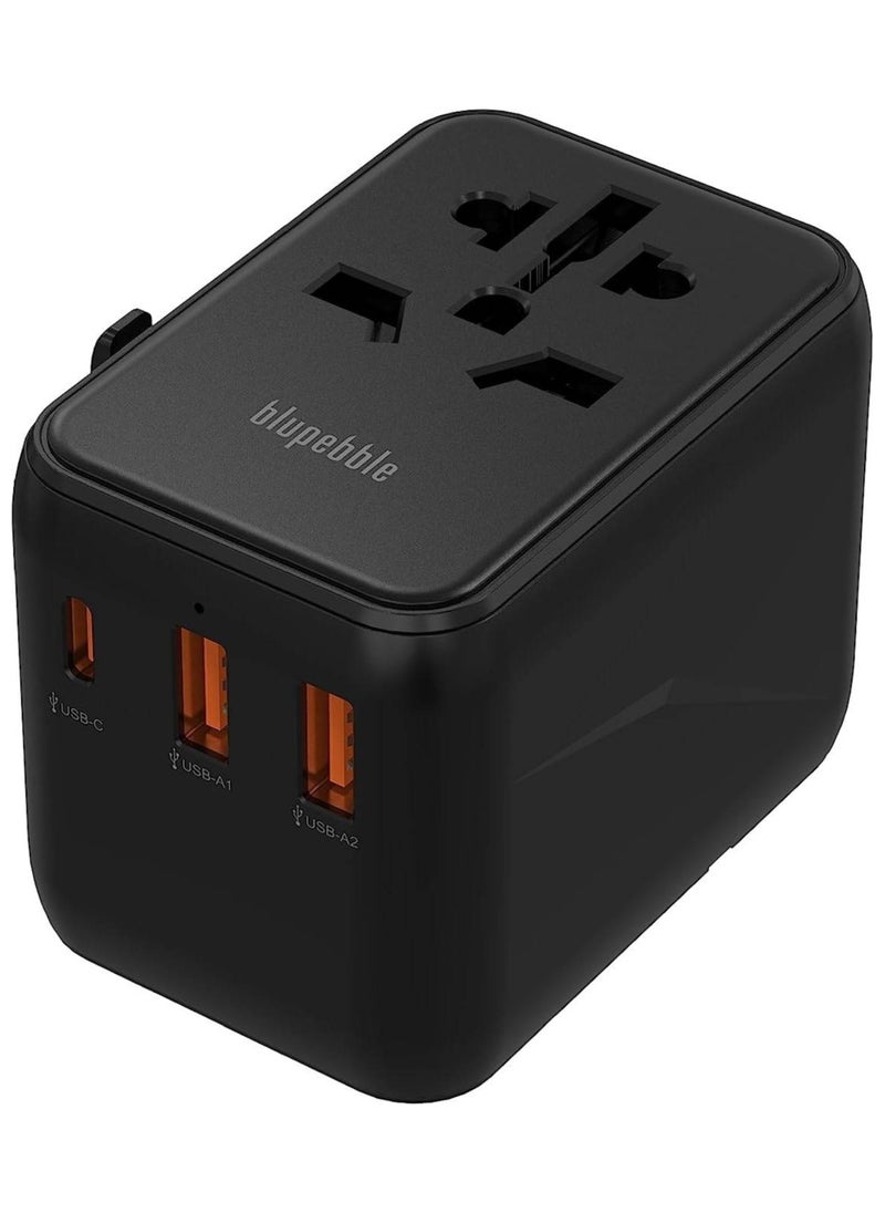 blupebble Blupebble Passport 5 World Travel Adapter With Gan Iii Tech 100W + 3 Usb-C + 2 Usb-A Bp-Tvl005-Bk  - Image 1