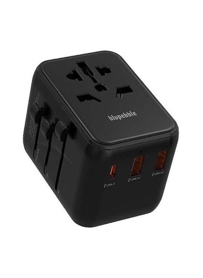 blupebble Blupebble Passport 5 World Travel Adapter With Gan Iii Tech 100W + 3 Usb-C + 2 Usb-A Bp-Tvl005-Bk  - Image 2
