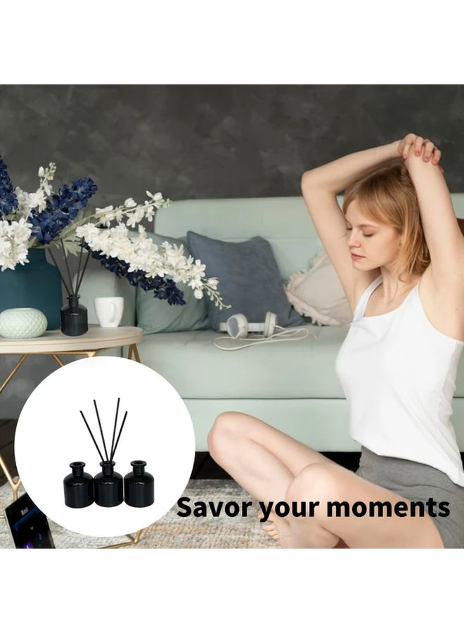Matte Black Textured Glass Bottle 3 Pack Aroma Diffuser With Reed Sticks Home Decor Gift - Image 3