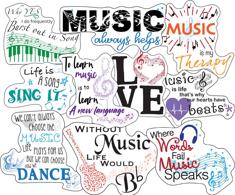 Music Stickers Melody Stickers for Men Song Notes Sticker Women Kids Waterproof Extra Sticky Durable Vinyl Work Great On Water Bottles A Laptop Car Decal Or As Party Favors