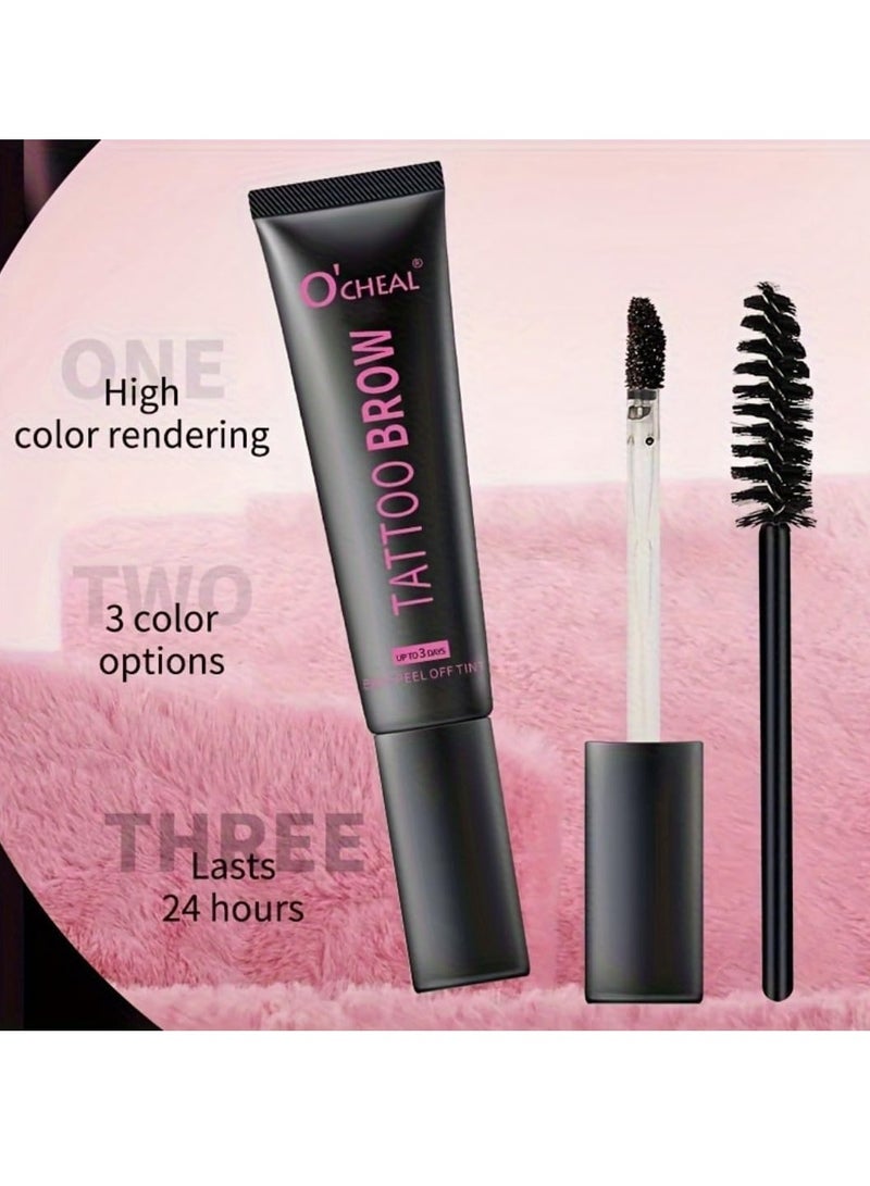 OCHEAL Tattoo Brow Peel Off Tint Waterproof Sweatproof 3 Days Long Lasting Peel Off Tattoo Brow Gel Peel Off Tint Eyebrow Gel with Mascara Brush and Three Eyebrow Shapes Eyebrow Glue Gray 01 - Image 3