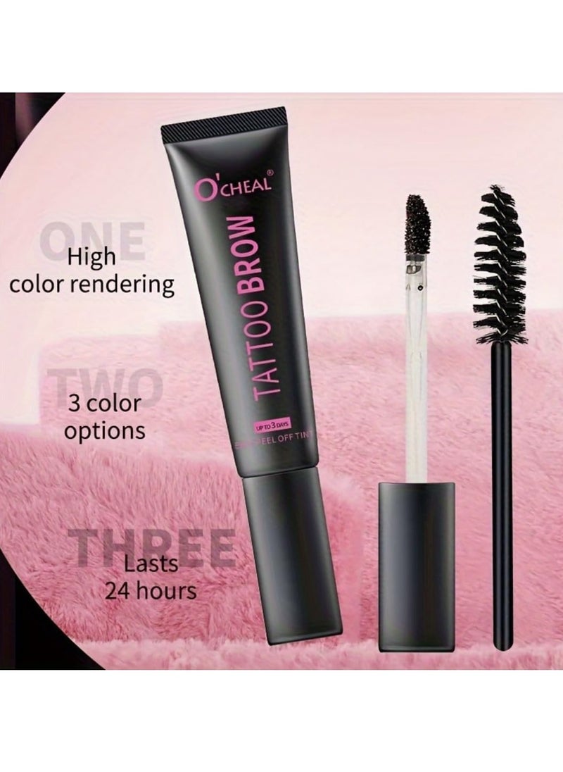 OCHEAL - Tattoo Brow Peel Off Tint Waterproof Sweatproof 3 Days Long Lasting Peel Off Tattoo Brow Gel Peel Off Tint Eyebrow Gel with Mascara Brush and Three Eyebrow Shapes Eyebrow Glue Gray 01 - Image 1