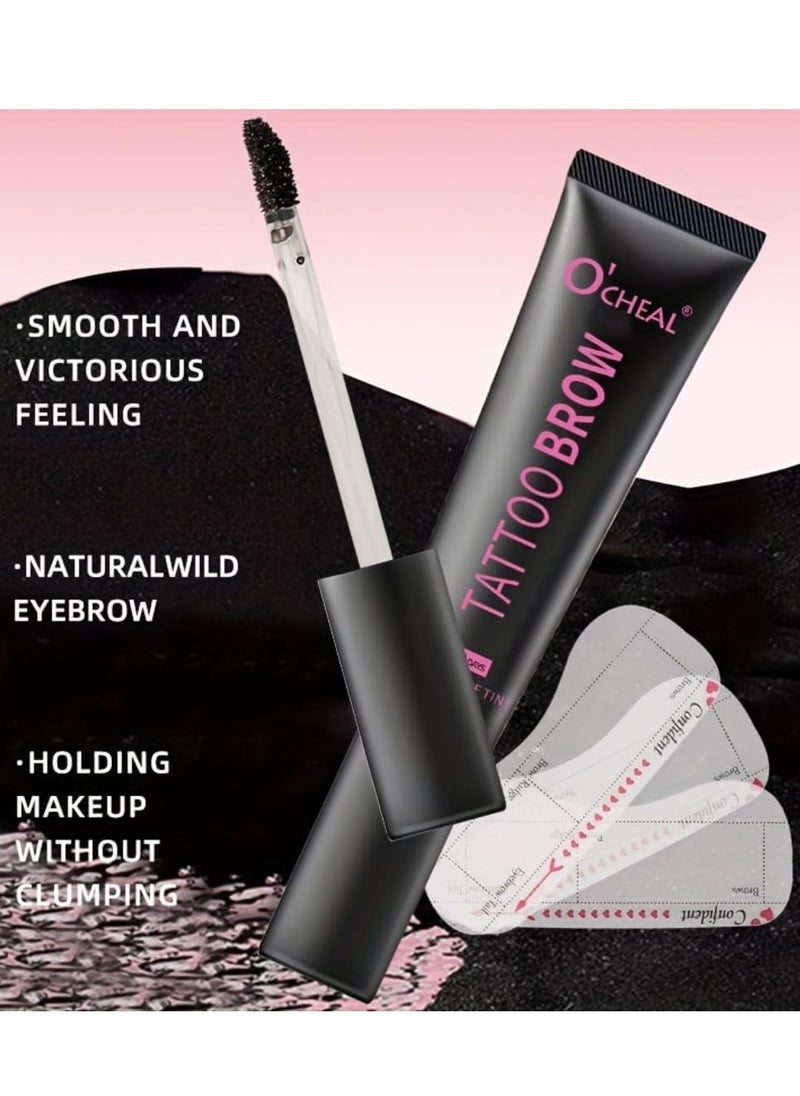 OCHEAL - Tattoo Brow Peel Off Tint Waterproof Sweatproof 3 Days Long Lasting Peel Off Tattoo Brow Gel Peel Off Tint Eyebrow Gel with Mascara Brush and Three Eyebrow Shapes Eyebrow Glue Gray 01 - Image 1