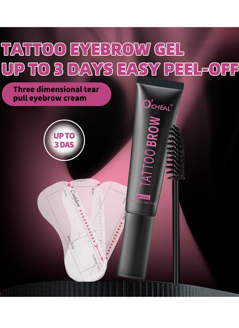 OCHEAL - Tattoo Brow Peel Off Tint Waterproof Sweatproof 3 Days Long Lasting Peel Off Tattoo Brow Gel Peel Off Tint Eyebrow Gel with Mascara Brush and Three Eyebrow Shapes Eyebrow Glue Gray 01 - Image 1